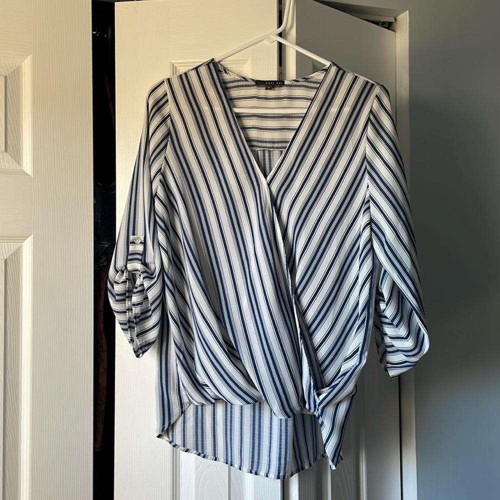 Blue and White Striped Blouse